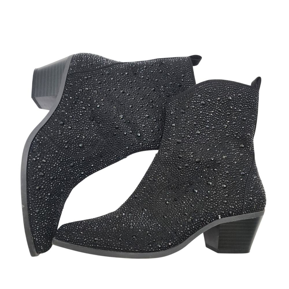 Jessica Simpson Womens Size 9.5 Oviedo Black Rhinestone Western Booties - Picture 7 of 10